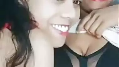 Two girls record their desi lesbian porn during a live show
