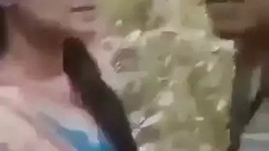 Lovely Desi XXX girl gives a hot blowjob outdoors till her boyfriend cum MMS