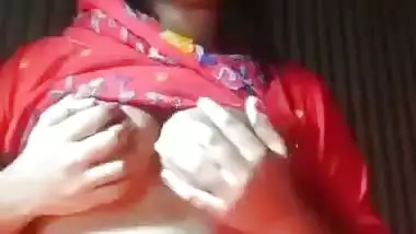 Village girl pressing boobs topless viral show
