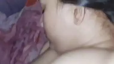 Sleeping wife nude boob press by Bengali husband